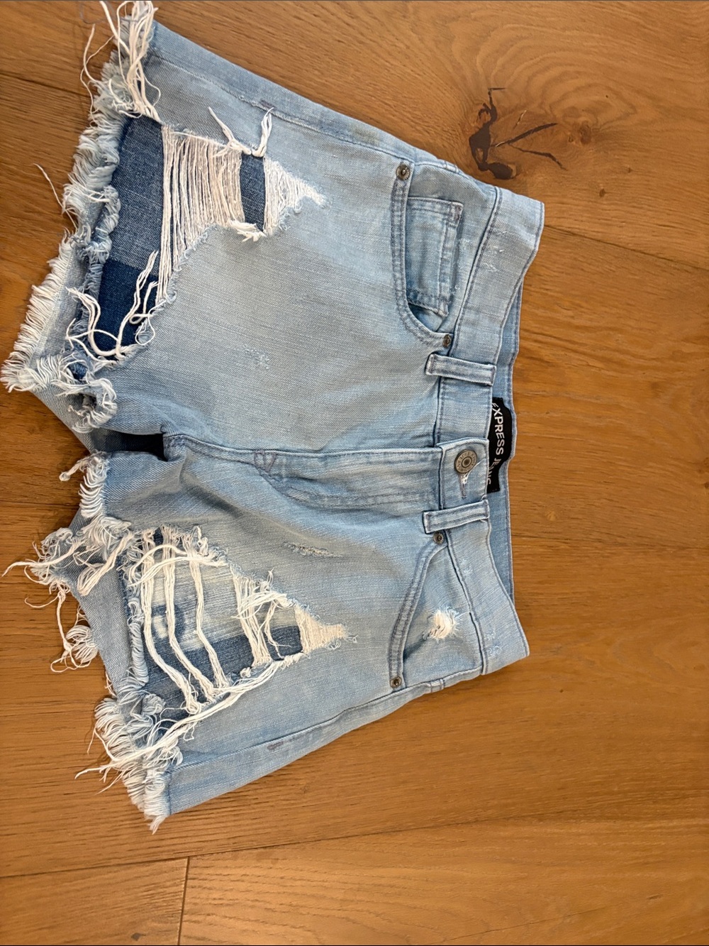 Express Light Wash Distressed Denim Cutoff Shorts